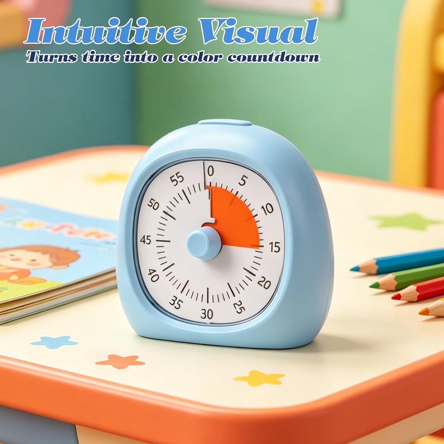 60-Minute Visual Timer for Kids, Rechargeable No-Ticking Countdown Timer for Kids and Adults, Focus Tool for ADHD & Autism, Visual Timer for Classroom,Kitchen, Office and Routines