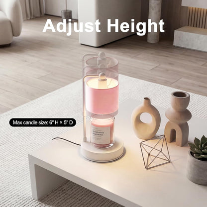 Candle Warmer Lamp with Timer, Best House Warming Gift, Height Adjustable & Dimmable Electric Candle Warmer Lamp, Includes 2 Bulbs, Birthday Gift for Women, Mom, Housewarming - Flaxen
