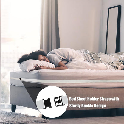 Bed Sheet Holder Straps Reliable Sheet Hold Fitted Sheet Strap for Firm & Tight, Elastic 2 Inch Wide Mattress Strap Hold Sheets On Place for Twin&Full Size Mattress (White, 13 FT)