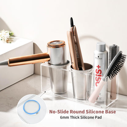 Hot Tools Organizer, Hair Tool Organizer Wall Mount Aluminum Alloy, Space-Saving Curling Iron Holder for Vanity & Bathroom with Stainless Steel Cups White CHOCHOYAH