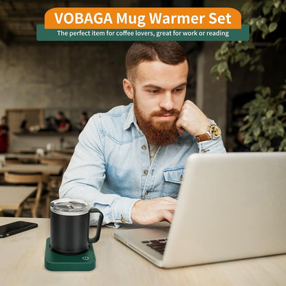 VOBAGA Coffee Mug Warmer Set with Auto Shut Off, 15 oz Coffee Mug Gift Set & 3 Temperature Settings Home Office Desk Accessories Valentine's Day Gift