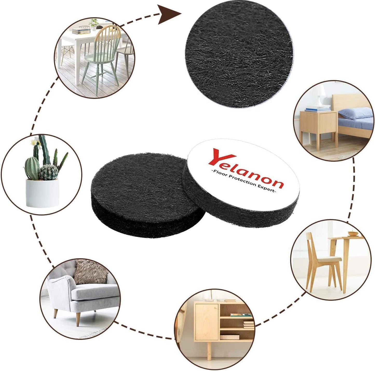 Felt Furniture Pads -182 Pcs Premium Felt Pads for Chair Legs Furniture, Floor Protectors for Hardwood Floors, Black