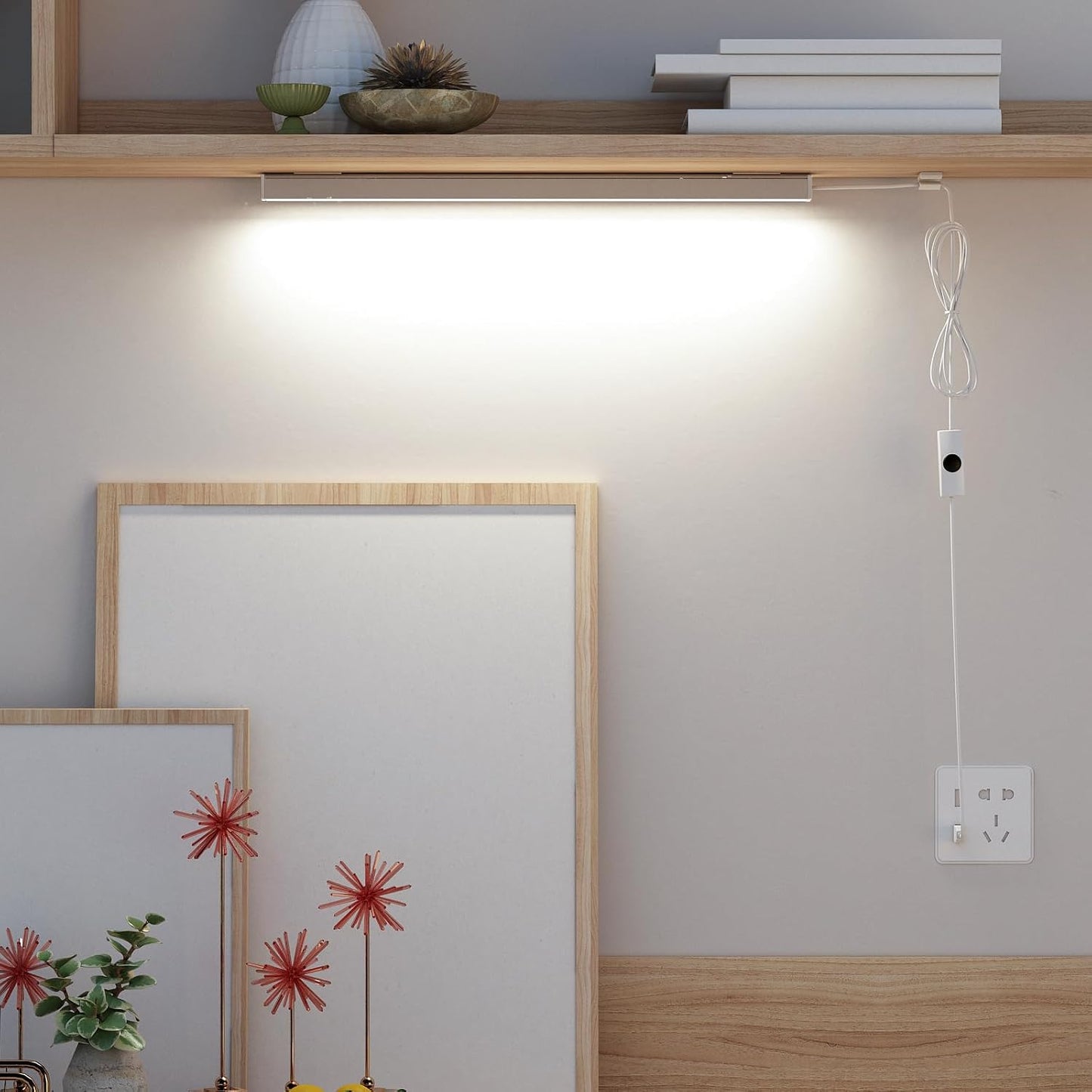 ASOKO Motion Sensor Dimmable Led Under Cabinet Light, 12" Cool White | ASOKO Motion Sensor Dimmable Led Under Cabinet Light, 12" Plug in Cool White 6000K Bar for Kitchen Counter Closet