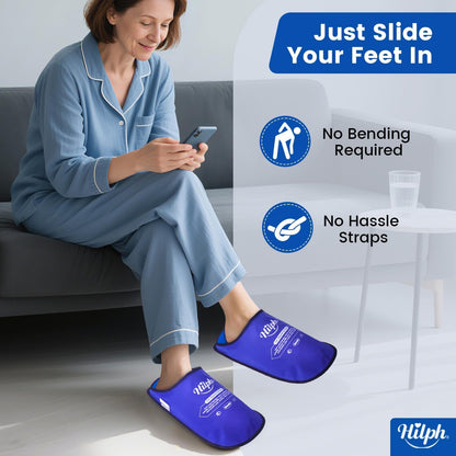 Hilph Foot Ice Pack Slippers, 1 Pair Ice Pack for Feet & Toes Pain Relief | Reusable Hot Cold Therapy for Plantar Fasciitis, Gout, Bunions, Neuropathy Relief, Surgery Recovery, HSA Eligible FSA, Blue