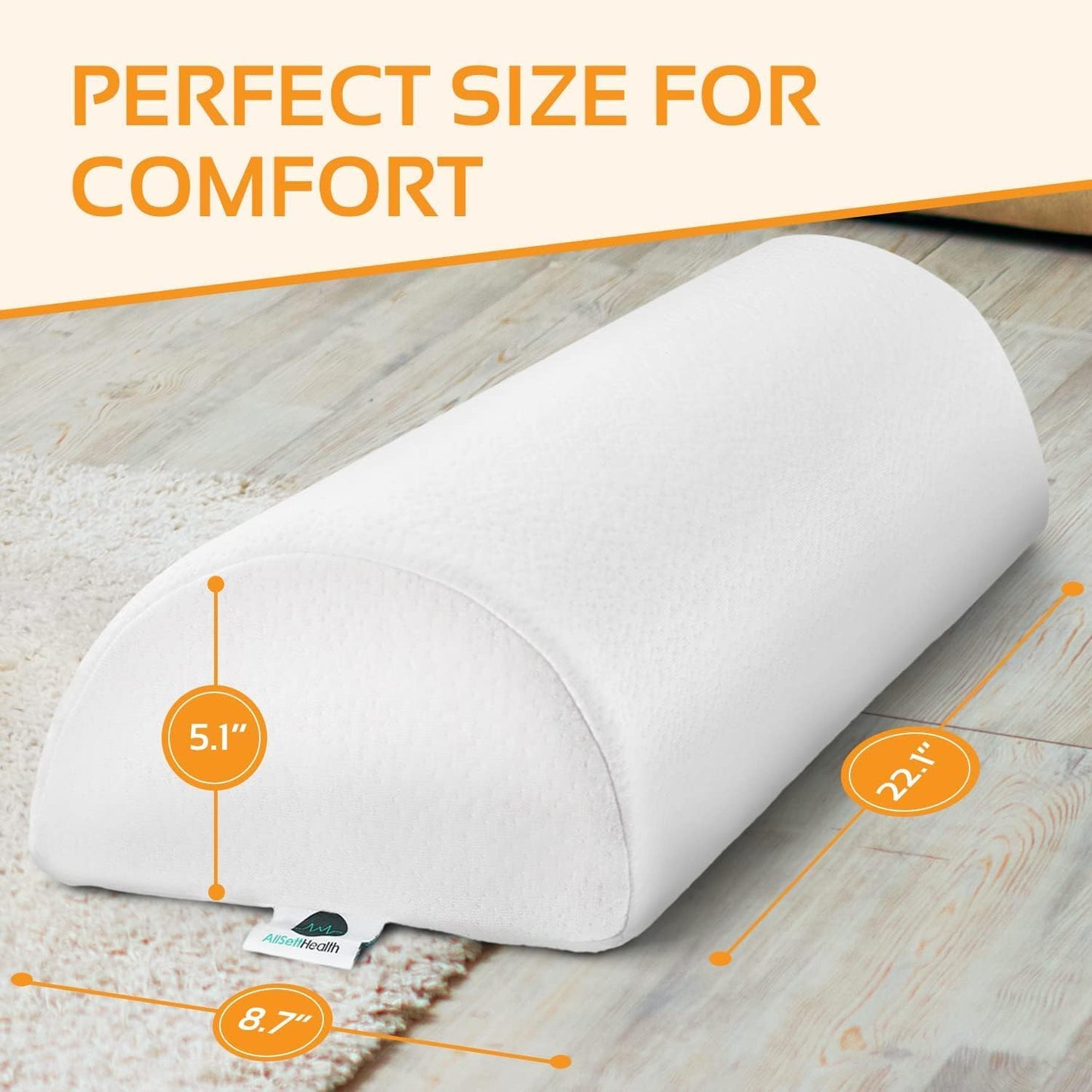 2 Pack Large Half Moon Bolster Pillow for Legs, Knees, Lower Back and Head (2 Pack) Lumbar Support Pillow for Bed, Sleeping | Semi Roll for Ankle and Foot Comfort - Machine Washable Cover, Grey