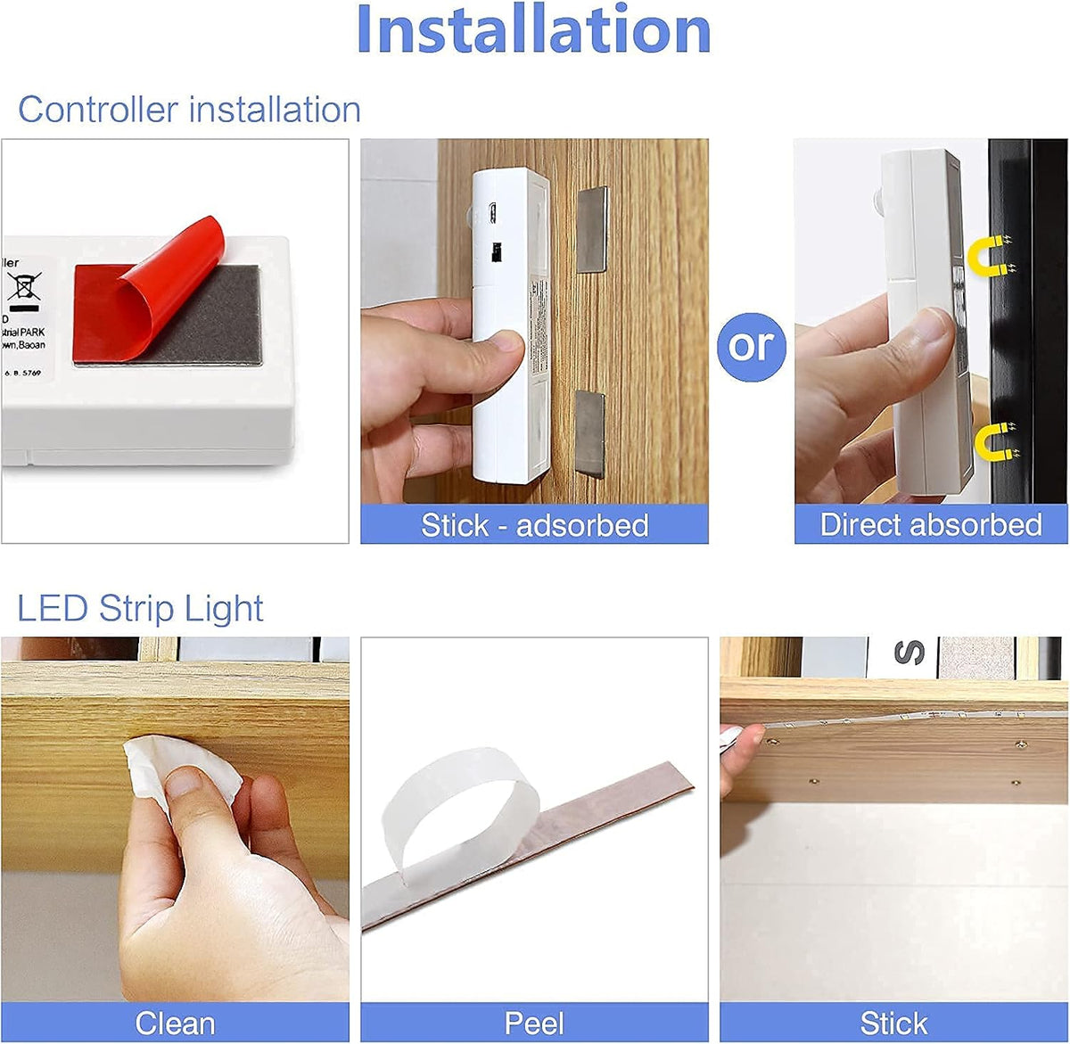 WOBANE Motion Sensor Stair Strip Lights,Rechargeable LED Closet Light,White