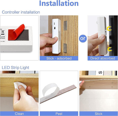 WOBANE Motion Sensor Stair Strip Lights,Rechargeable LED Closet Light,White