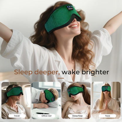 Bamboo Cotton Sleep Mask with Bluetooth Headphones, 100% Blackout, Grey