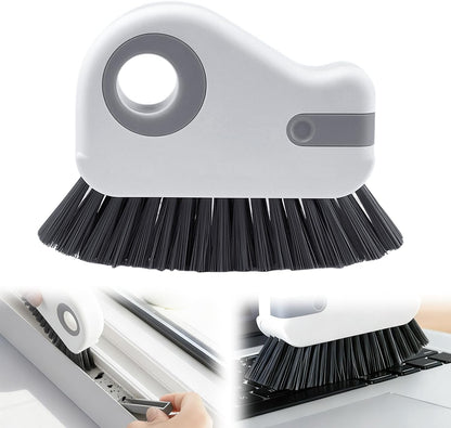 Window Track Cleaner, Groove Cleaning Tool,2 in 1 Crevice Clean Brush | Sliding Door Gap Scrub Brush with Hidden Scraper,Multifunctional Brush for Window Sill,Window Seal(1Pc-Grey)