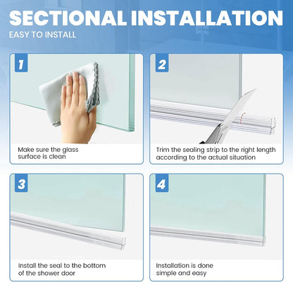2 Pack Glass Door Silicone Seal Strip 39 Inch Shower Door Bottom Seal Sweep-Suitable for 1/2 Inch Glass-Stop Shower Leaks Frameless Shower Door Seal Strip