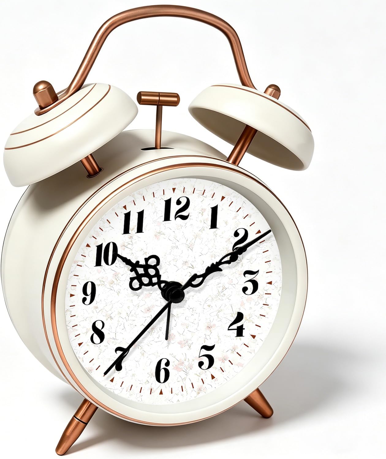 4.5" Metal Loud Alarm Clock for Heavy Sleepers Adults, Analog Battery Operated Alarm Clock with Bells Glow in Dark Numbers, Silent Old School Bedside Desk Clock for Bedroom Office Kids, Black