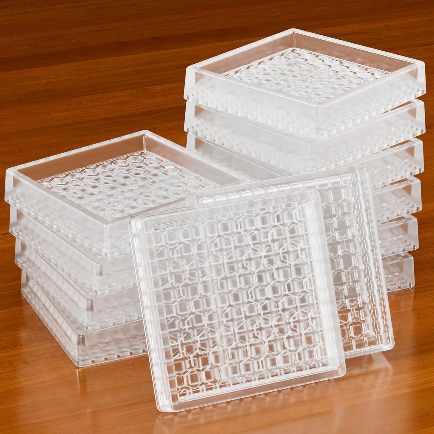 2" Square 12PCS Clear Non Slip Furniture Pads for Hardwood Floors Protector | Rubber Furniture Caster Cups, Chair Coasters for Carpet with Grip, Carpet Protector for Furniture Legs - Protect Any Flooring
