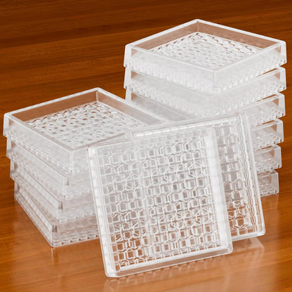 2" Square 12PCS Clear Non Slip Furniture Pads for Hardwood Floors Protector | Rubber Furniture Caster Cups, Chair Coasters for Carpet with Grip, Carpet Protector for Furniture Legs - Protect Any Flooring