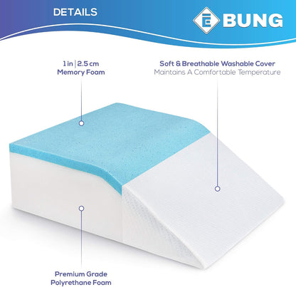 Ebung Memory Foam Leg Elevation Pillow - Support Pillow to Raise Feet for Better Elevation, Circulation, Leg Swelling Wedge Design for Comfort and Recovery