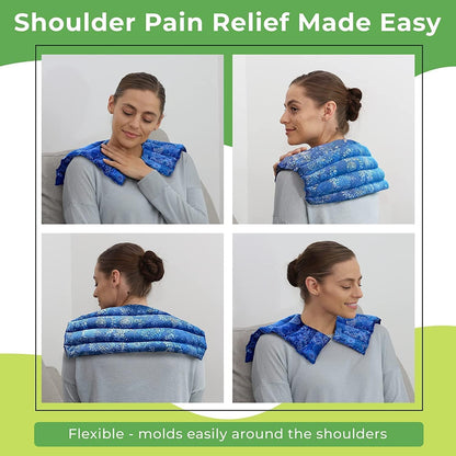 Nature Creation Microwave Heat Pad for Neck and Shoulder with an Extention that Cover The Neck - Microwave Heating Pad for Shoulders & Upper Back Cold Compress & Hot Pack - Happy Hearts 1 Pack