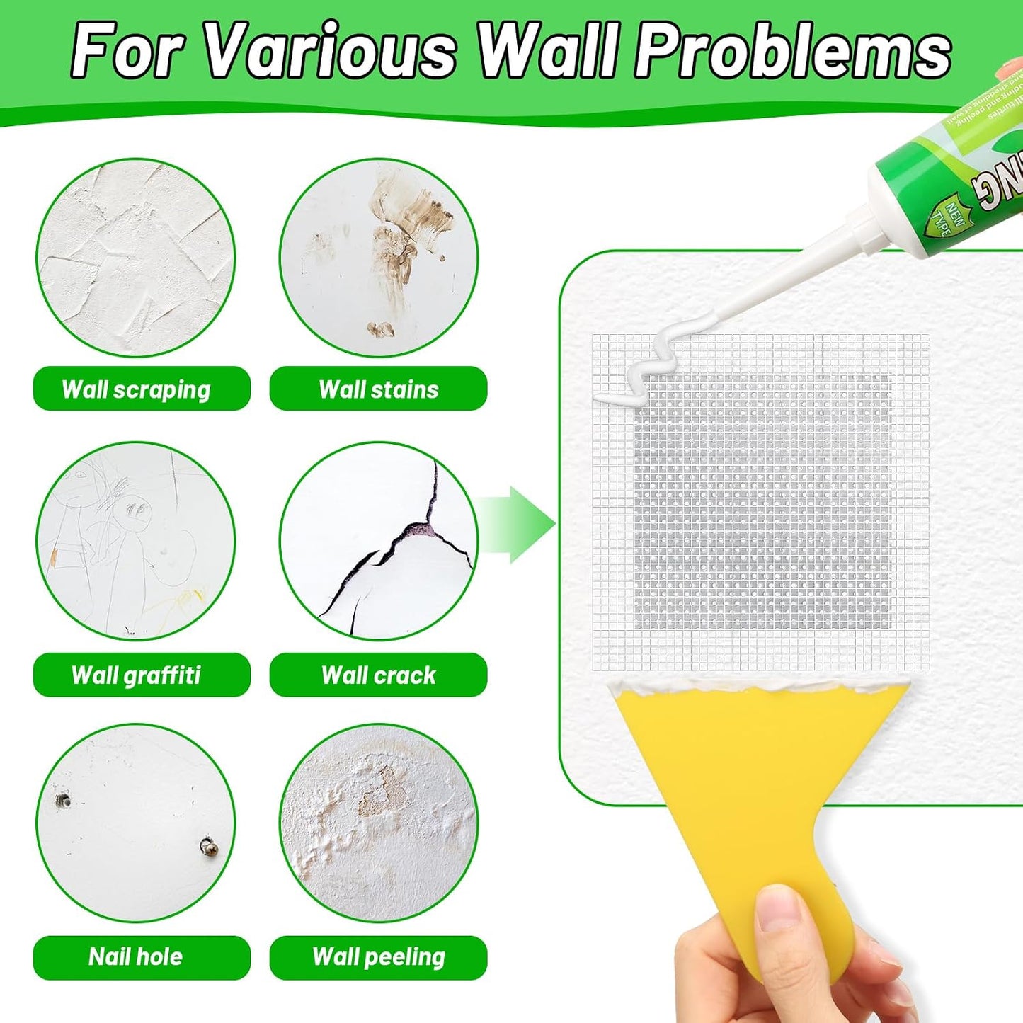 Ranekie 14 Pack Drywall Repairs Patch, 4/6/8 Inch Drywall Repair Kit with Extended Self-Adhesive Mesh,Large Hole Patch Repair for Drywall,Heavy Duty Dry Wall Hole Repair Patch
