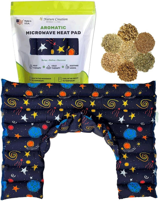 Nature Creation Microwave Heat Pad for Neck and Shoulder with an Extention that Cover The Neck - Microwave Heating Pad for Shoulders & Upper Back Cold Compress & Hot Pack - Happy Hearts 1 Pack