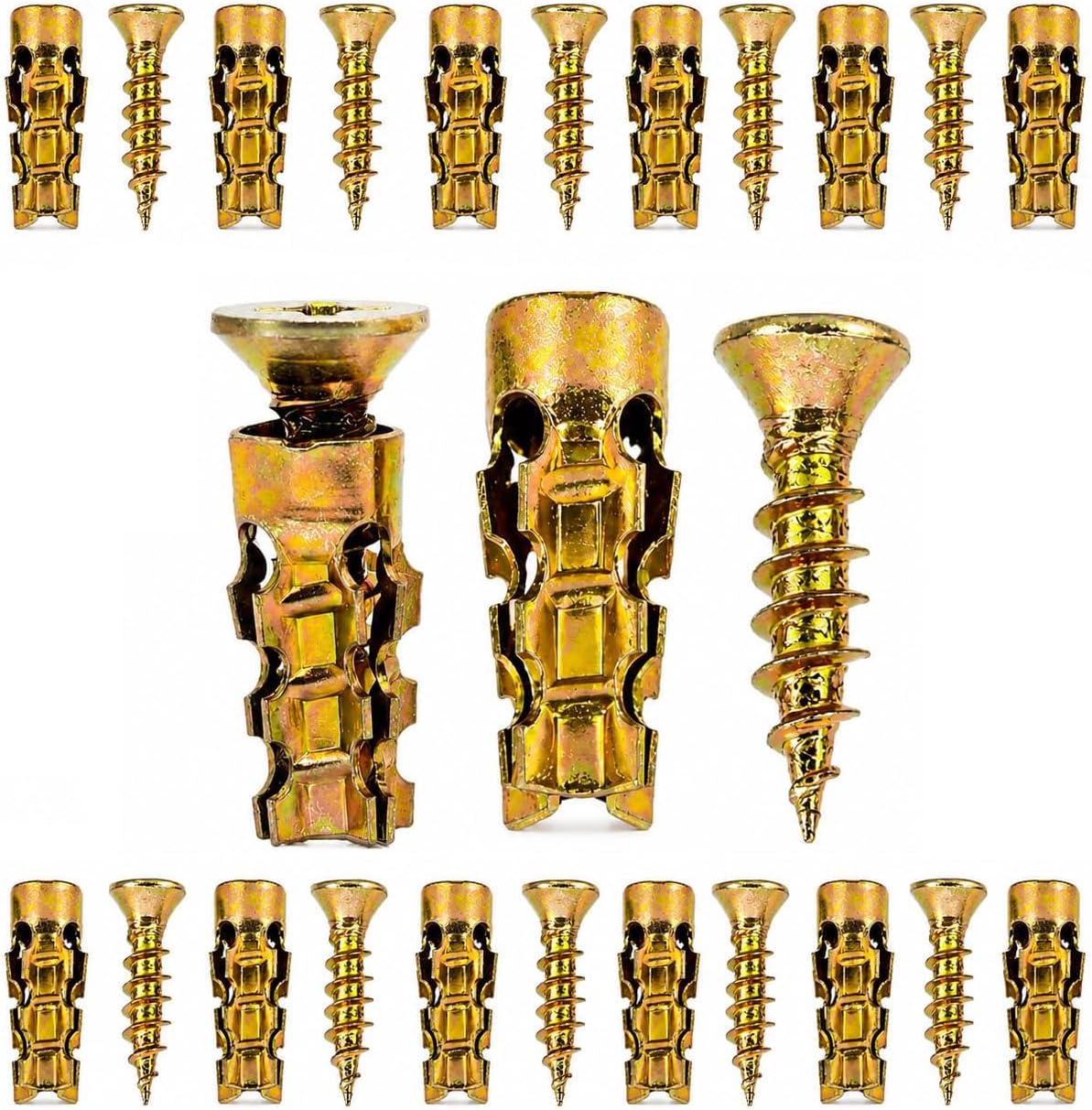 30PCS Hinge Repair Screw, 6×14mm Expansion Anchor Kit Door Hinge Thread Repair for Stripped Holes, Secure Cabinet Door Fastening with Expansion Anchors for Wood, Heavy-Duty Repair Screws