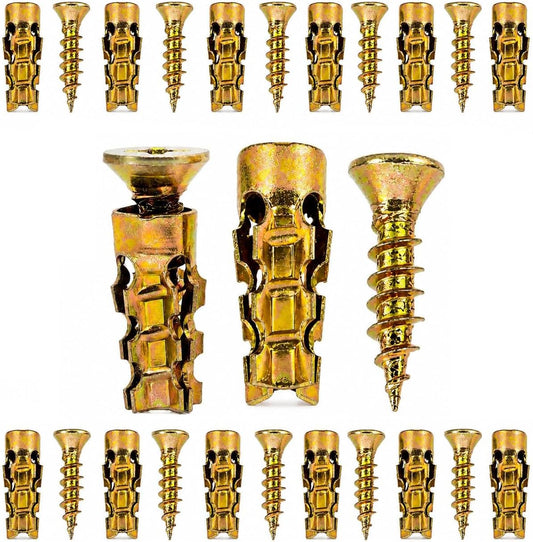 30PCS Hinge Repair Screw, 6×14mm Expansion Anchor Kit Door Hinge Thread Repair for Stripped Holes, Secure Cabinet Door Fastening with Expansion Anchors for Wood, Heavy-Duty Repair Screws