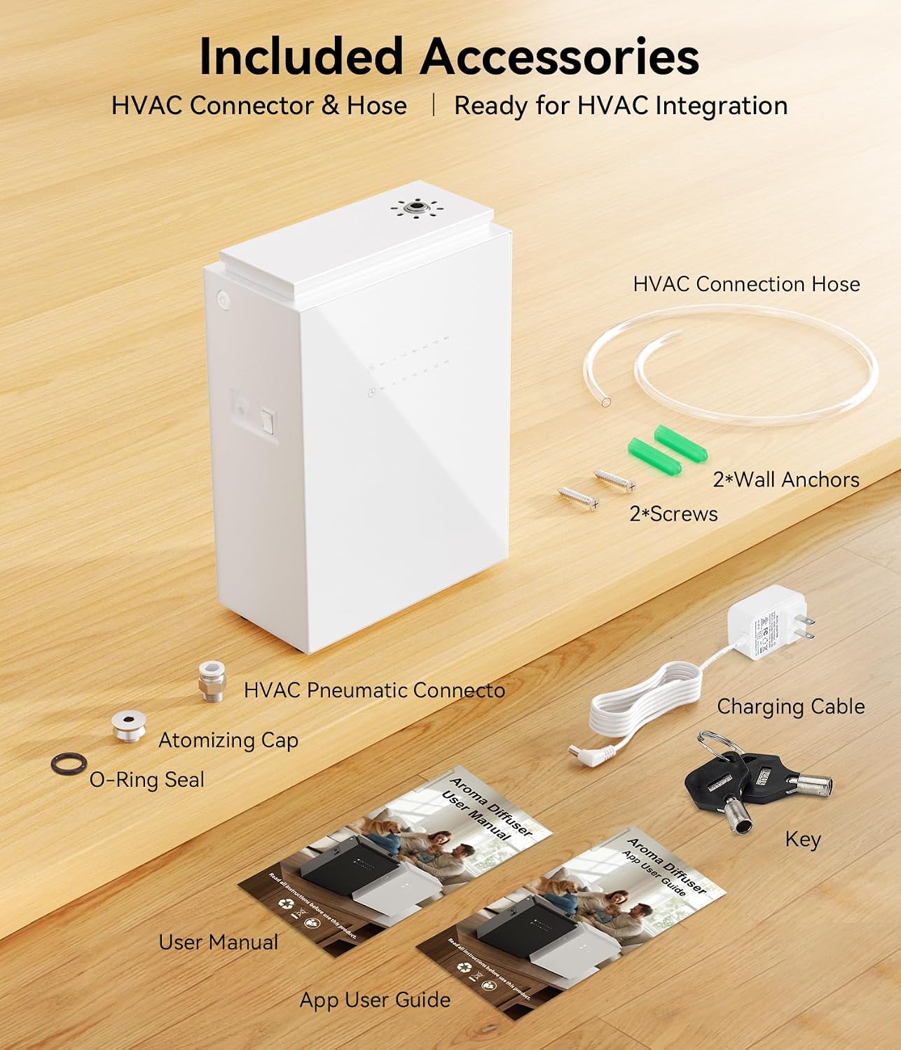 Essential Oil Diffuser - HVAC System, 5500 Sq.Ft Waterless Diffuser, Whole House & Aromatherapy Diffuser, Oil Diffuser for Office Home Large Room, WiFi & Bluetooth App Control, Black