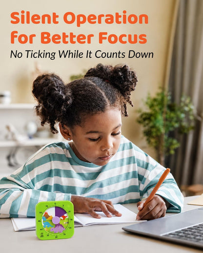 Visual Timer for Kids - The Perfect Kids Timer Visual Aid for Classroom, Home & Desk Use - Great for Study, Productivity, Toddlers Shower & Potty Training Time 60 Minute Countdown Timers (Dinosaur)