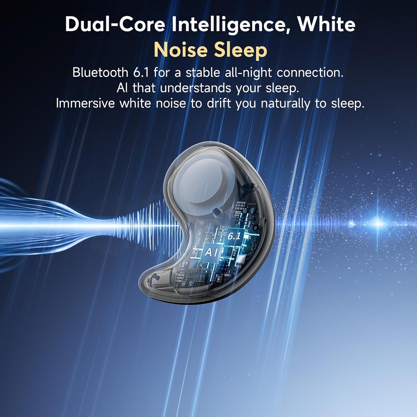 Sleep Earbuds for Side Sleepers, Invisible Flat Bluetooth Sleeping Earbuds, Zero Pressure White Noise Sleep Headphones, No Lights or Alerts, Tiny Hidden Earbuds for All Night Undisturbed Sleep