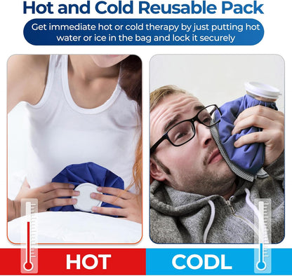 Ice Bags for Injuries Reusable: Ohuhu 3 Packs Ice Cold Packs with 2 Wrap Ice Bag Hot Water Hot & Cold Therapy Pain Relief for Knee Leg Injury No-Leak Waterproof Ice Bags 3 Sizes 6"/9"/11", Light Blue