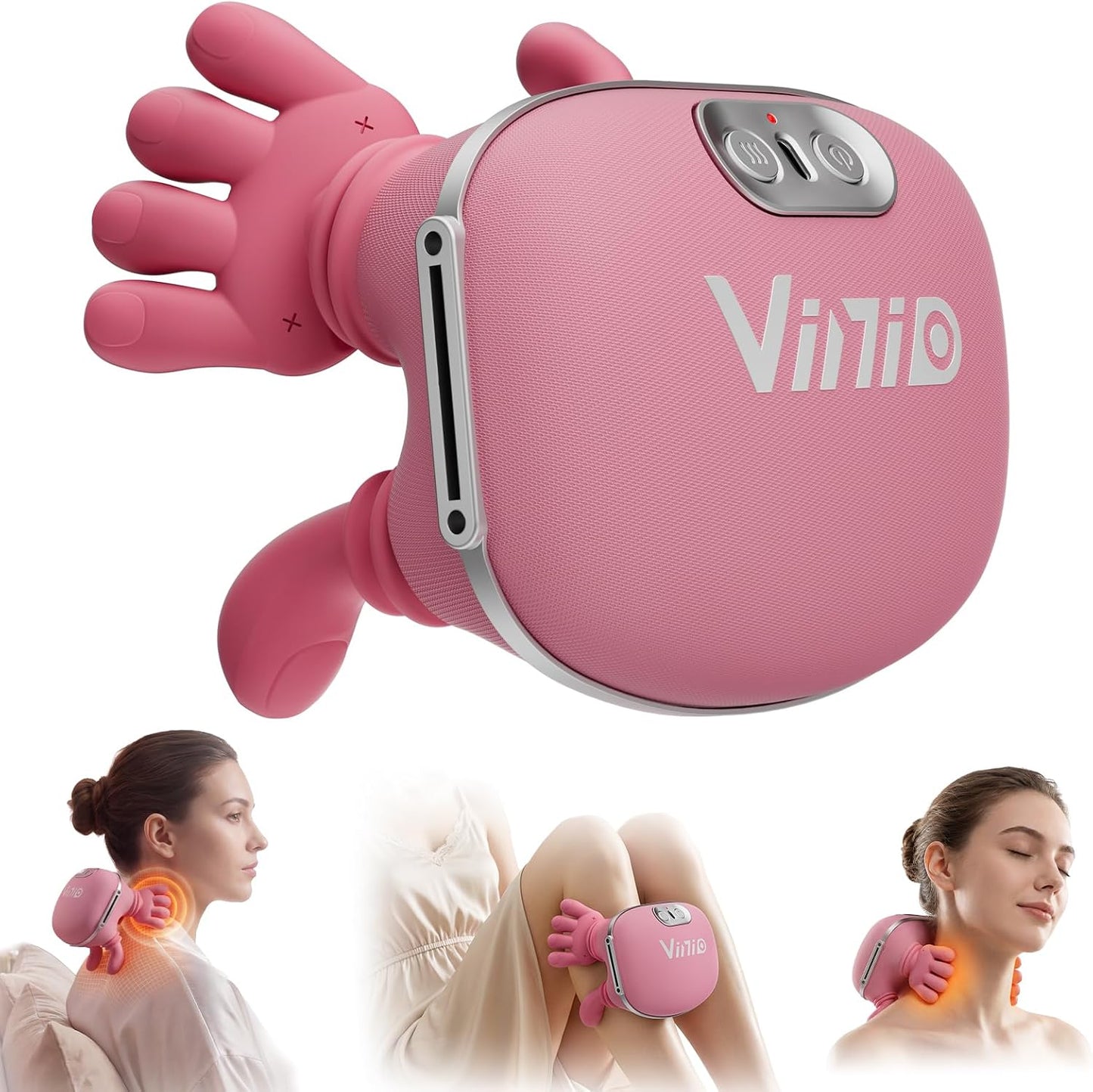 Vinid Bionic Neck and Shoulder Massager with Heat, 4D Kneading Massage, Simulated Human Hand Design for Pain Relief and Muscle Relax, Neck Massager Pillow Ideal for Valentines Gift, Green