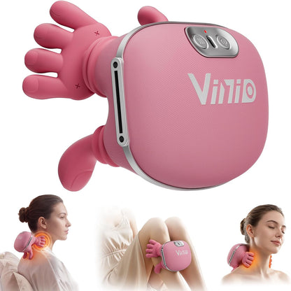 Vinid Bionic Neck and Shoulder Massager with Heat, 4D Kneading Massage, Simulated Human Hand Design for Pain Relief and Muscle Relax, Neck Massager Pillow Ideal for Valentines Gift, Green