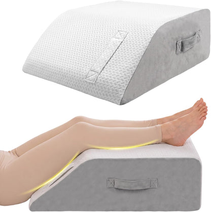 Leg Pillow Elevation Blood Circulation, 23.2×16.5×7.5in, White | Leg Elevating Pillows for After Surgery, Foot Knee Pillow for Back Pain, Memory Foam Wedge for Elevation for Leg Swelling