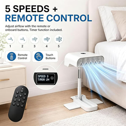 Bed Cooling Fan Under Sheets,Mattress Cooler Sleep Cooling System (white) | 5 Speeds Rechargeable Cooling Fan for Beds, Adjustable Height Mattress Fans for Under Blankets, Fits Most Mattress Heights