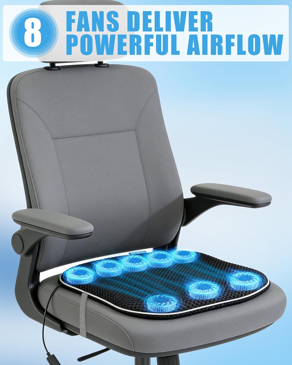 Cooling Seat Cushion with Smart Auto On/Off Sensor, USB Rechargeable Fan Cooling Seat Pad for Office Bleacher, Stadium