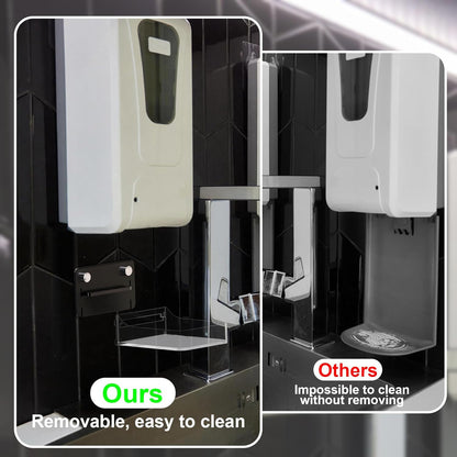 Acrylic Dispenser Drip Tray Wall Mount Removal Soap Dispenser Bracket, Laundry Detergent Drip Catcher Prevent Dripping and Spraying, Soap Dispenser Water Tray, Detachable for Cleaning