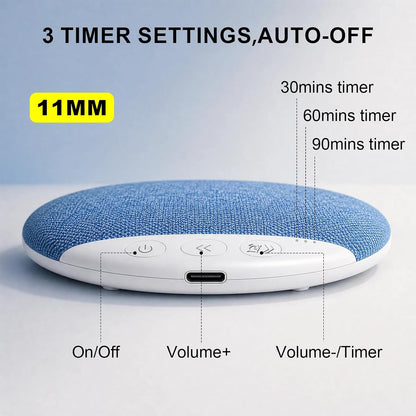 Under Pillow Sleep Speaker, Bluetooth 5.4 Pillow Speaker with Built-in White Noise, Ultra-Thin Fabric Covered Wireless Sleep Speaker with Auto-Off Timer,Personal Sound Bar for Side Sleepers