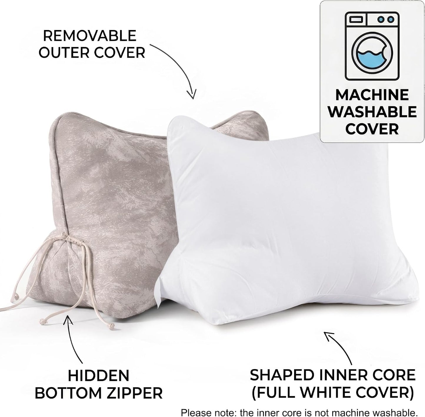 Pat. Pend. Lumbar Support Pillow, Reading Pillow, Moss Green | Back pillow for reading on a couch, sofa, or armchair; triangle cushion with removable, washable cover for lounging