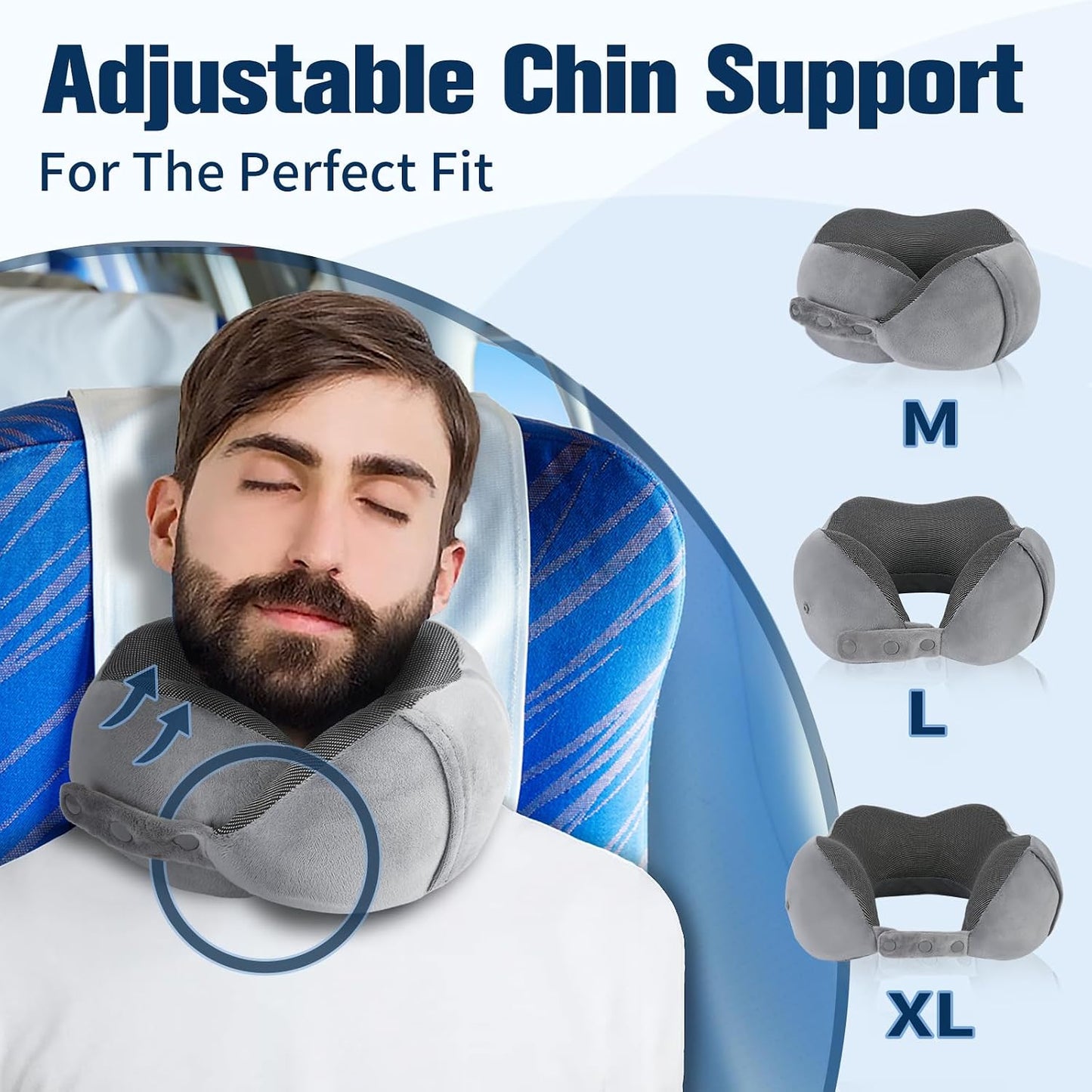 Cirorld Neck Pillow for Traveling, Travel Pillows for Airplanes,100% Pure Memory Foam Travel Neck Pillow, Adjustable Flight Pillow, Portable Plane Accessories with Eye Mask, Earplugs, Carry Bag