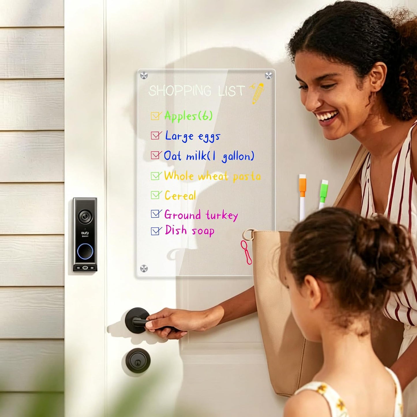 1pack Acrylic Magnetic Fridge Whiteboard,Clear Dry Erase Menu Board, White | Meal Planner With 8 Bright Markers & 1 Towel, To Do List, Planner Board & Grocery List For Kitchen Organization