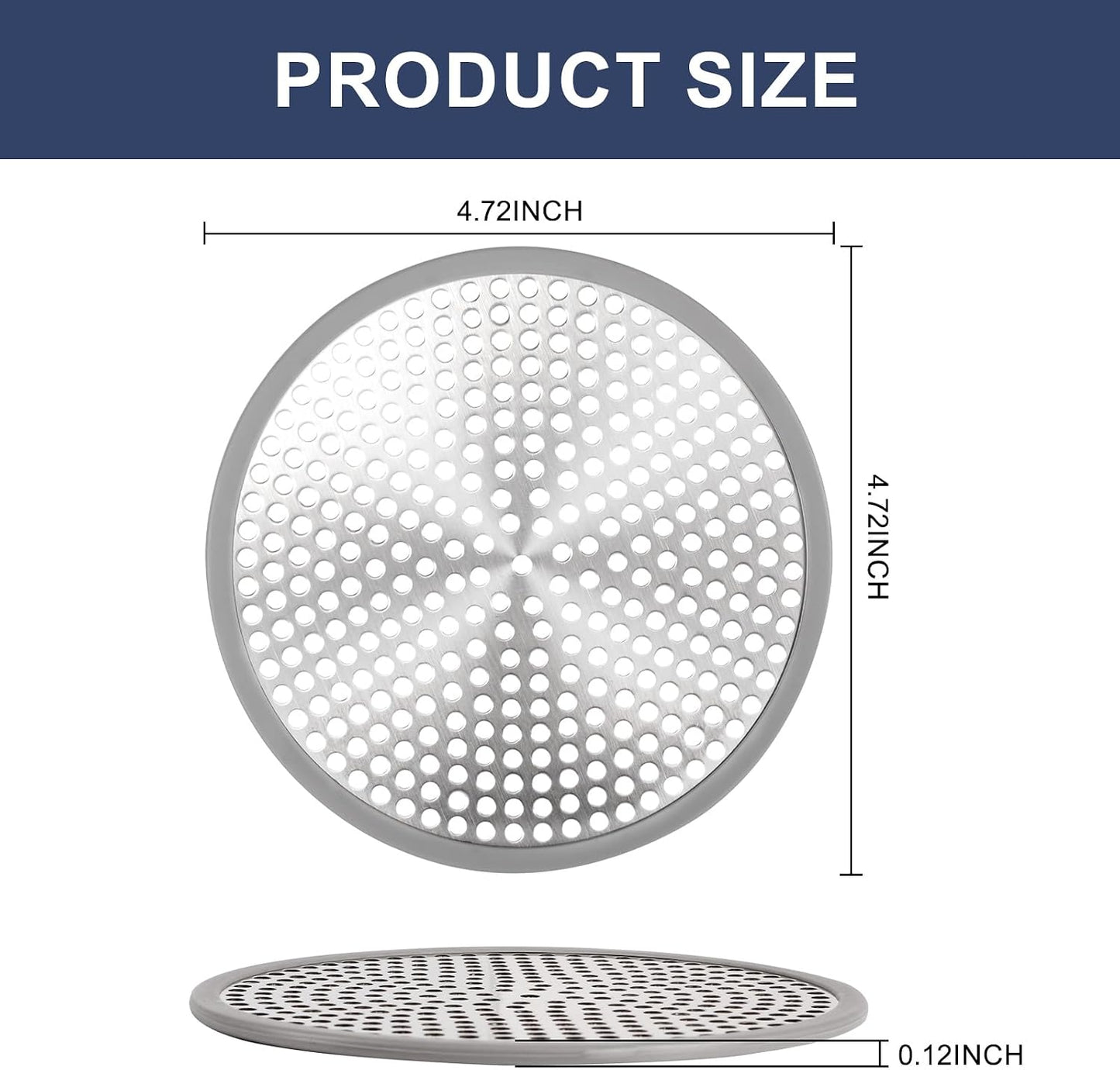 2pcs Heavy Duty Stainless Steel Slop Basket Filter Trap, 2.75" Top / 1" Mesh Metal Sink Strainer Shower Drain Hair Catcher for Kitchen Bathroom Bathtub Wash Basin Floor Balcony Drain Hole, Utility
