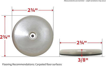 Shepherd SlideGlide 2-1/8" Square Adhesive Furniture Sliders for Carpet, Heavy-Duty Protective Furniture Moving Pads with Self-Adhesive or Screw-On Application, Set of 4, Beige