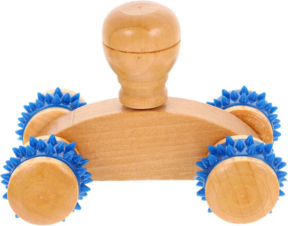 Holibanna 3pcs Wooden Massage Roller Moon Car for Relaxing Massage and Relieving Muscle Fatigue, Handheld Back Massager Stick Suitable for Yoga After Exercise