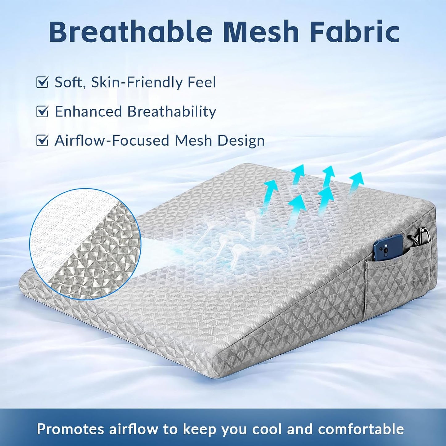 8" Leg Elevation Pillow, Memory Foam Wedge Pillow for Leg & Knee Support | Knee, Hip & Ankle Support. Elevates Legs For Comfortable Sleeping, Resting, And Recovery With A Supportive Wedge Shape.