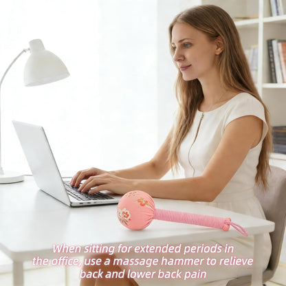 Wormwood Mugwort Massage Hammer 26cm, Manual Lymphatic Drainage Tool, Handheld Percussion Massager for Full Body Muscle Tension Relief (1, Pink)