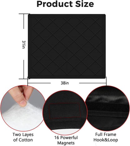 NABOWAN Magnetic Fireplace Cover Easy Install - Indoor Fireplace Blanket to Block Cold Air Reduce Energy Costs, Fireplace Draft Stopper with Full Frame Hook & Loop and Built-in Magnets (32 x 39 Inch)