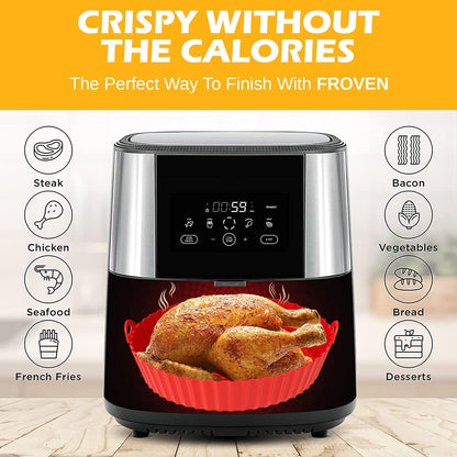 8 Inch Square Silicone Air Fryer Liners (2 Pack) Pink & Grey Reusable Non-Stick Inserts with Handles for Mess-Free Cooking & Heat Resistance – For Airfryer Ninja COSORI Instant Vortex & More