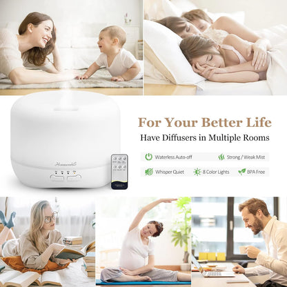 Homeweeks Essential Oil Diffuser for Room Aromatherapy Scent Diffuser