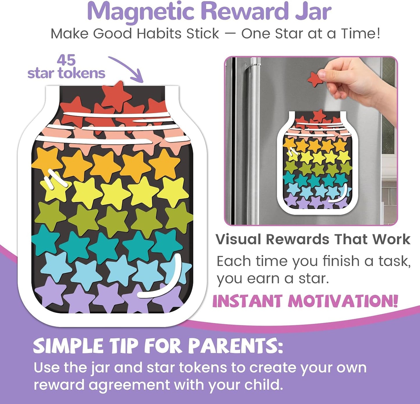 JJPRO Magnetic Bedtime/Morning/Daily Routine Chart for Kids with Reward Jar-Morning Routine Chart,Daily Checklist Reward Chart for Toddlers,Reward Jar for Kids,Cute Visual Schedule Board for Home