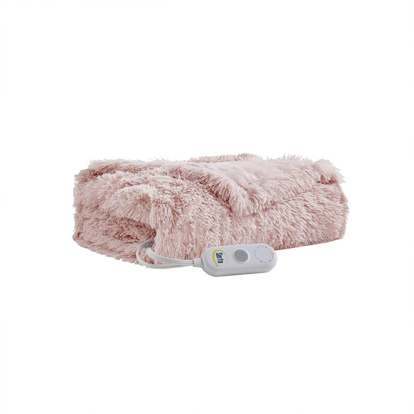 Serta Mila Shaggy Heated Throw Blanket - Soft Faux Fur Heated Blanket, Fast Heating, Auto Shut Off Timer, Low EMF, 5 Heat Setting, ETL Certified, Machine Washable Electric Blanket, Ash Grey 50"x60"