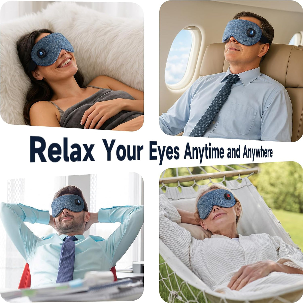 Ezona Heated Eye Mask, Cotton Cordless Warm Eye Compress Mask for Dry Eyes