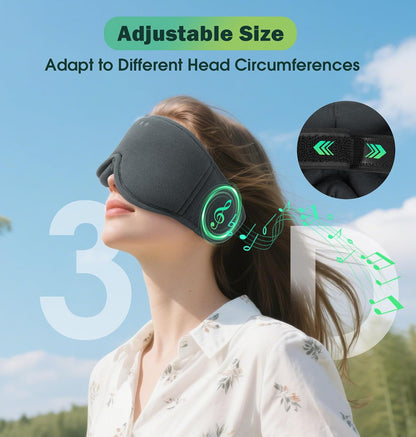 Sleep Mask with Headphones Bluetooth 5.4, LC-dolida Wireless Music Eye Mask for Sleeping Headphones with Soft Bamboo Cotton Cooling Breathable,Ultra-Thin Stereo Speaker for Side Sleepers-Khaki
