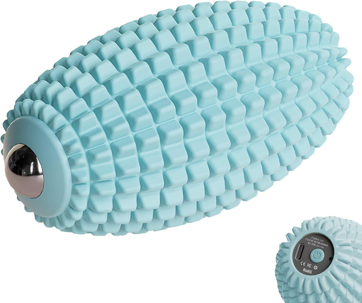 Vibrating Massage Ball for Plantar Fasciitis, Silicone Trigger Point, Myofascial Massage Ball, Deep Tissue Roller for Back, Shoulder, Foot, Muscle Recovery, Hip & Psoas Release Tool (Blue)